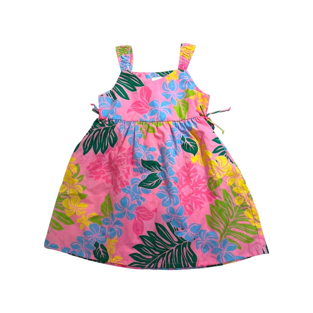 New RJC Sportswear Girls Pink Hawaiian Floral Sun Dress Size 6 Made in Hawaii